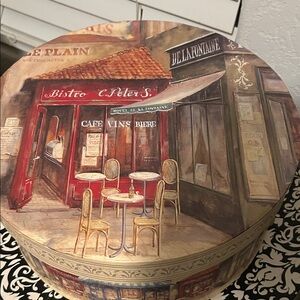 Round Parisian Bistro Decorative Hat Box